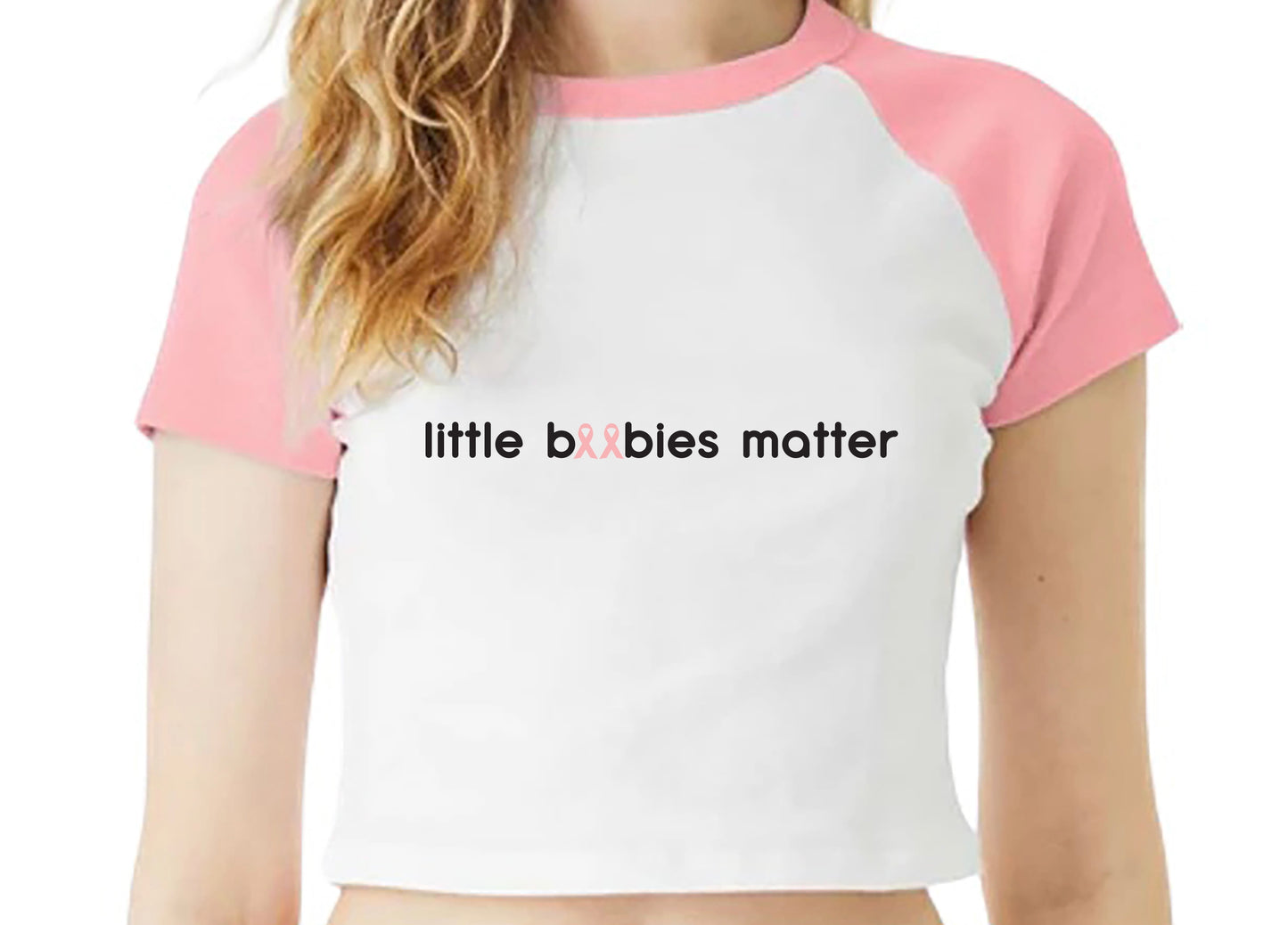 Little Boobies Matter Crop Tee Breast Cancer Awareness Edition